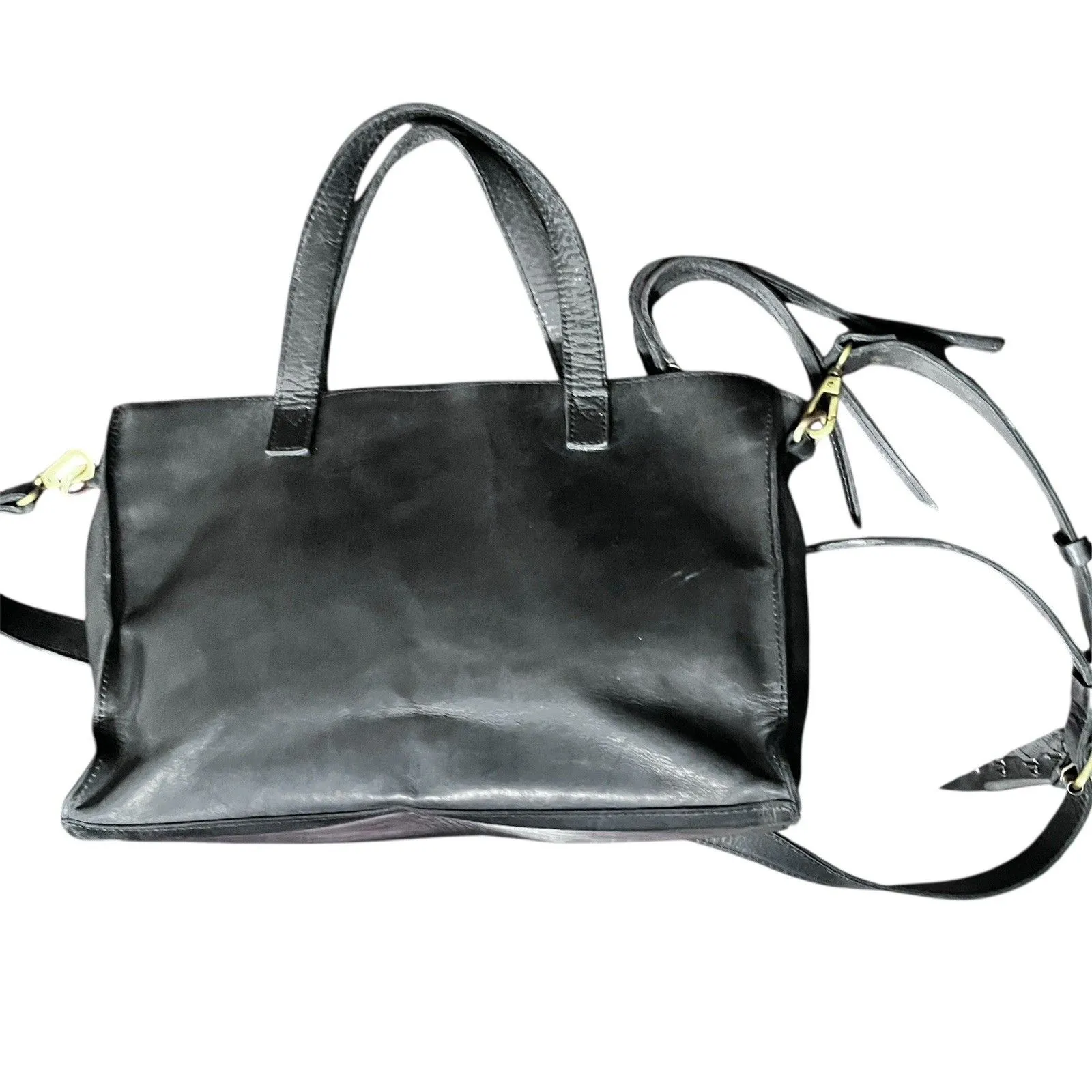 Raven + Lily Ethiopian Leather Crossbody Purse Tote Bag Black Artisan Made EUC - Image 6