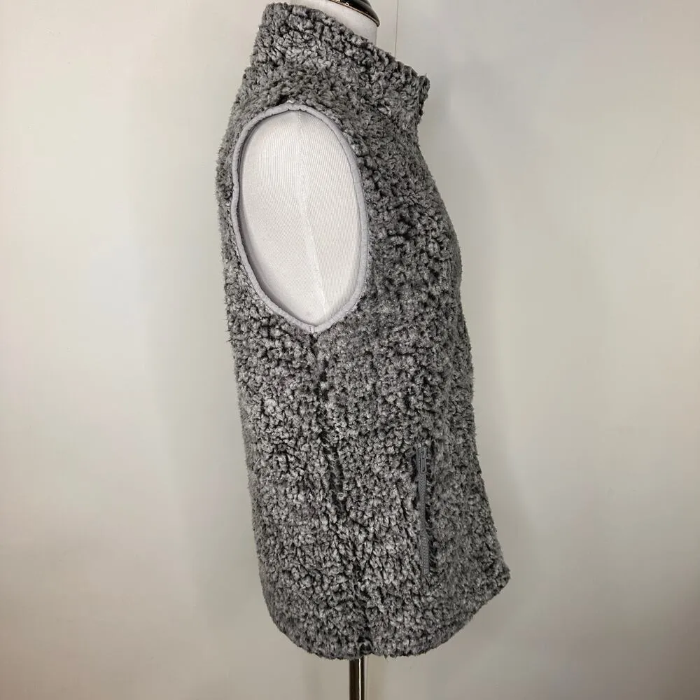 Merokeety Grey Sherpa Zip Up Vest Size Small - Image 6
