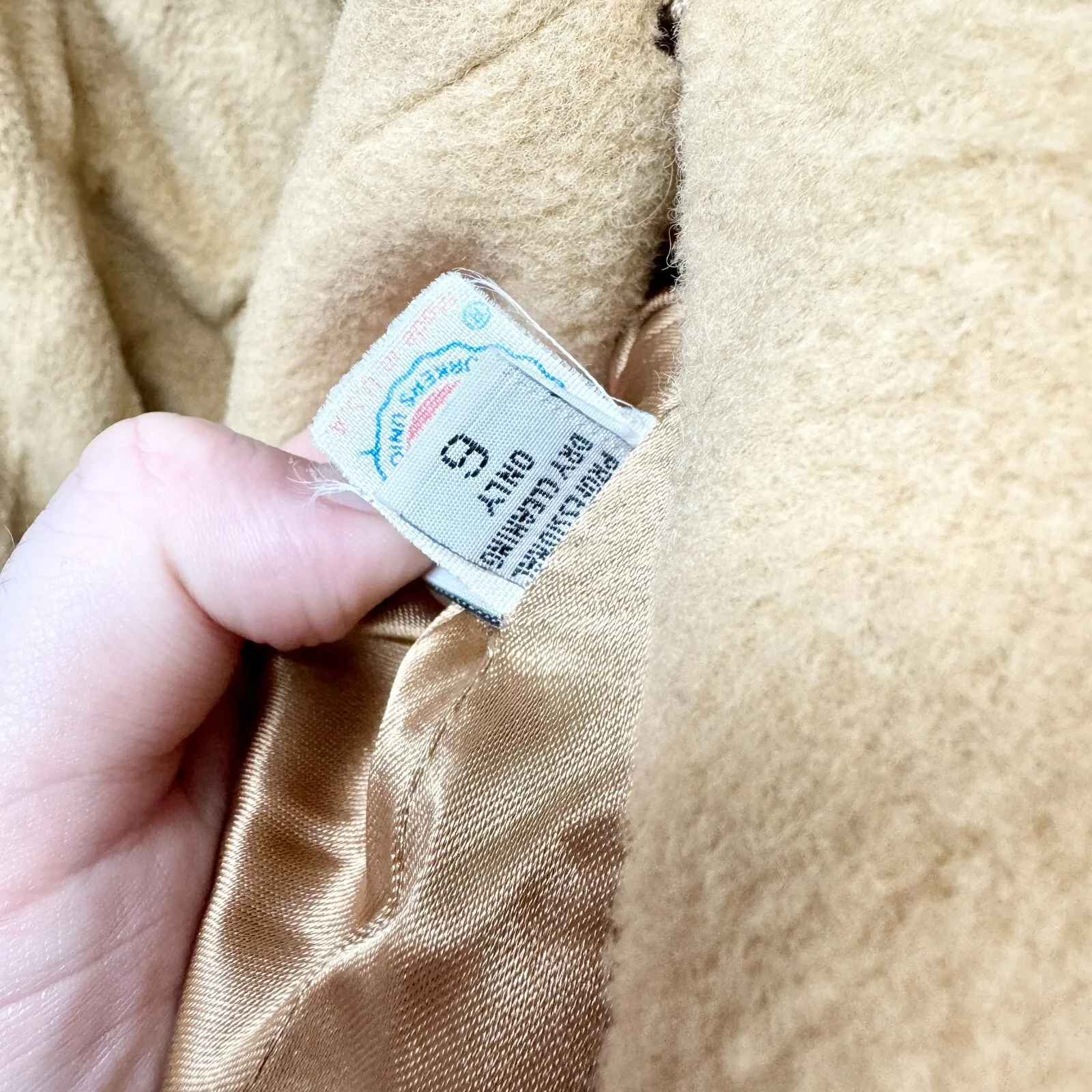 Perry Ellis Coat Women Size 6 Tan Wool Long Peacoat Collared Button Pockets - Image 8