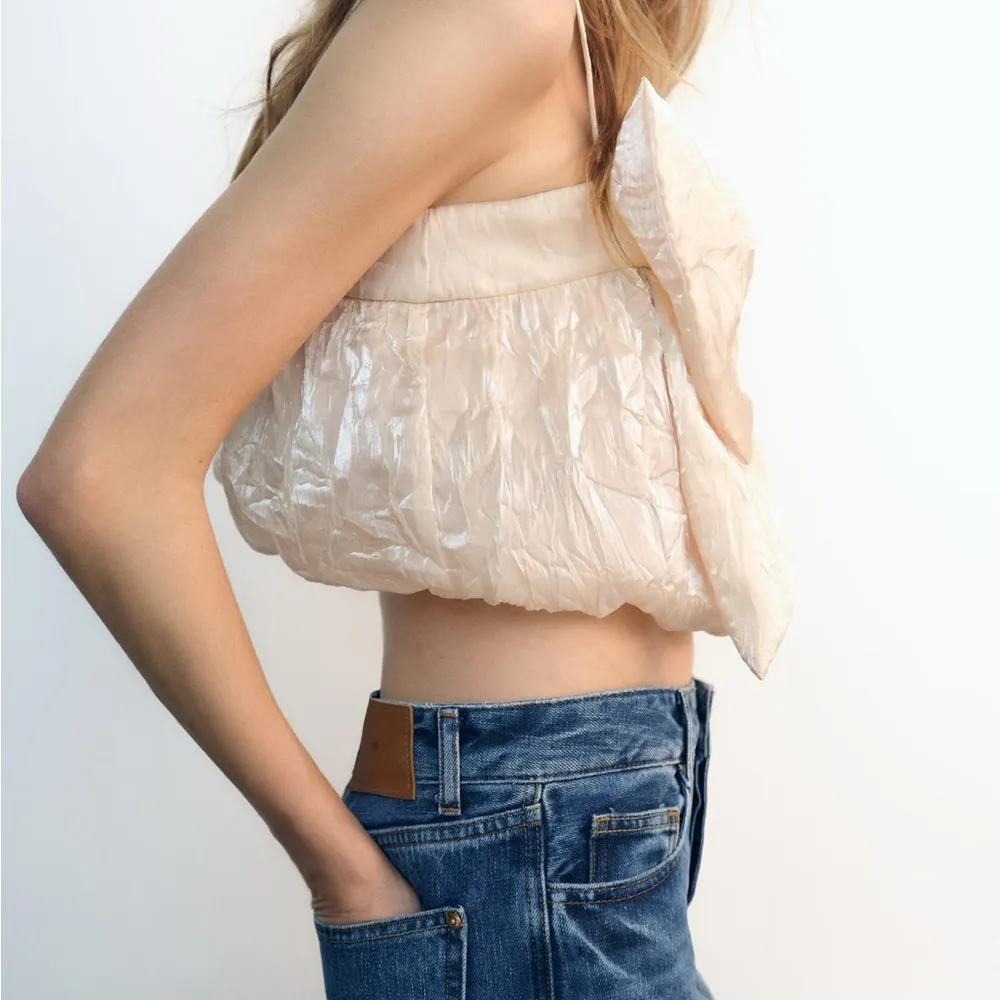 ZARA  Chic Cream Bow Top - Image 4