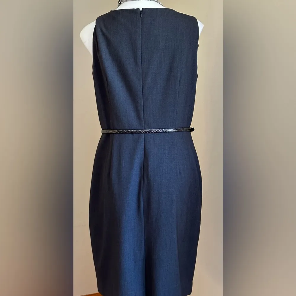 Charcoal Gray Sleeveless Belted Ruffled Business Attire Dre… - Image 6