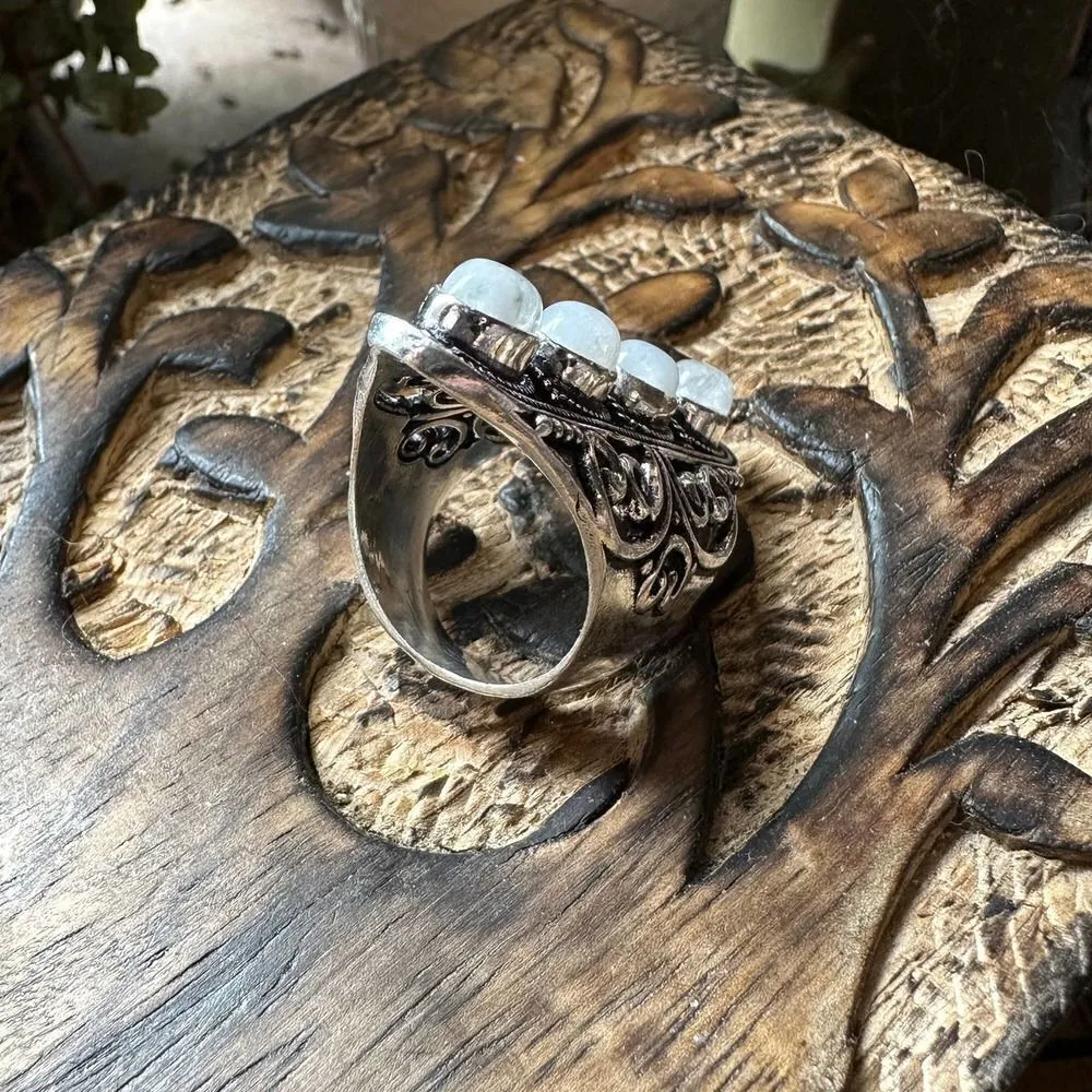 Moonstone Sterling Silver Boho Ring Size 8 Silver - Image 5
