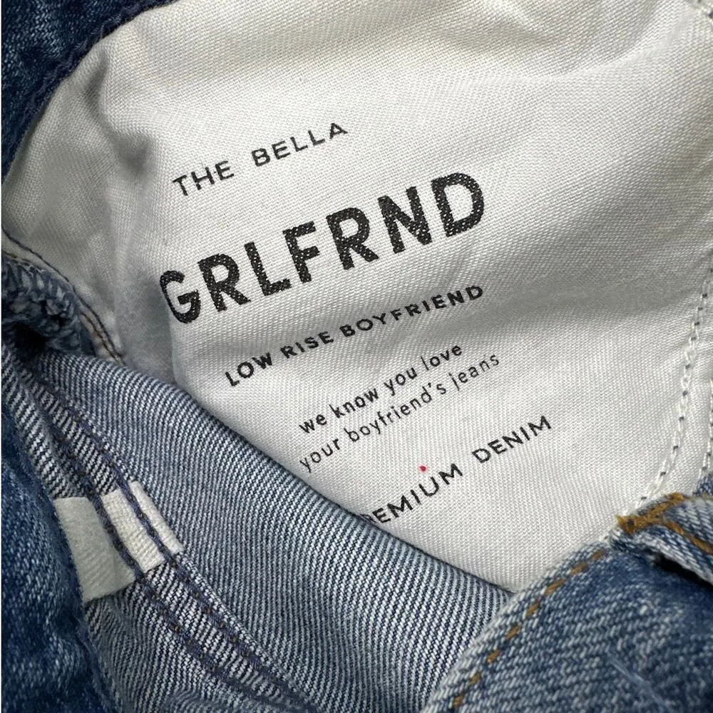 GRLFRND - The Bella Low Rise Boyfriend Distressed Jeans in Blue - Image 4