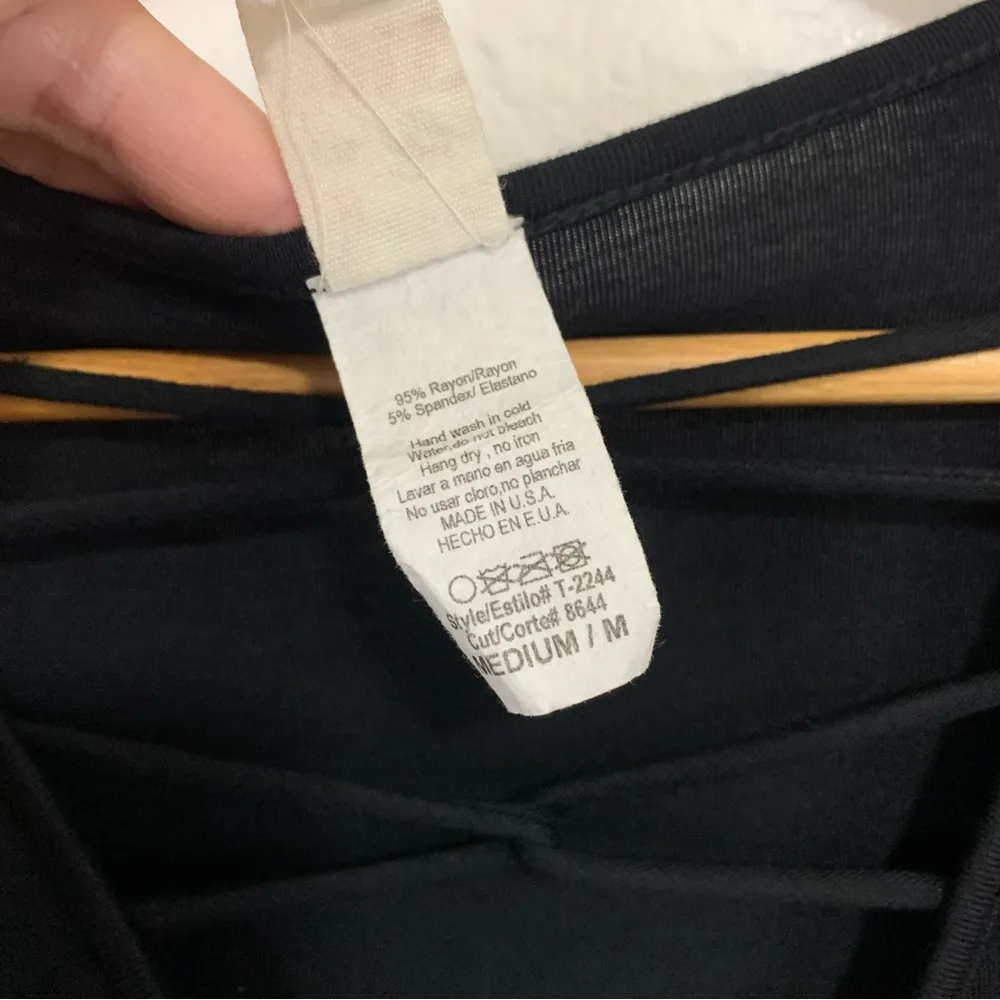 7th Ray Black Jersey Knit Crisscross Bell Sleeve Blouse Size L - Image 4