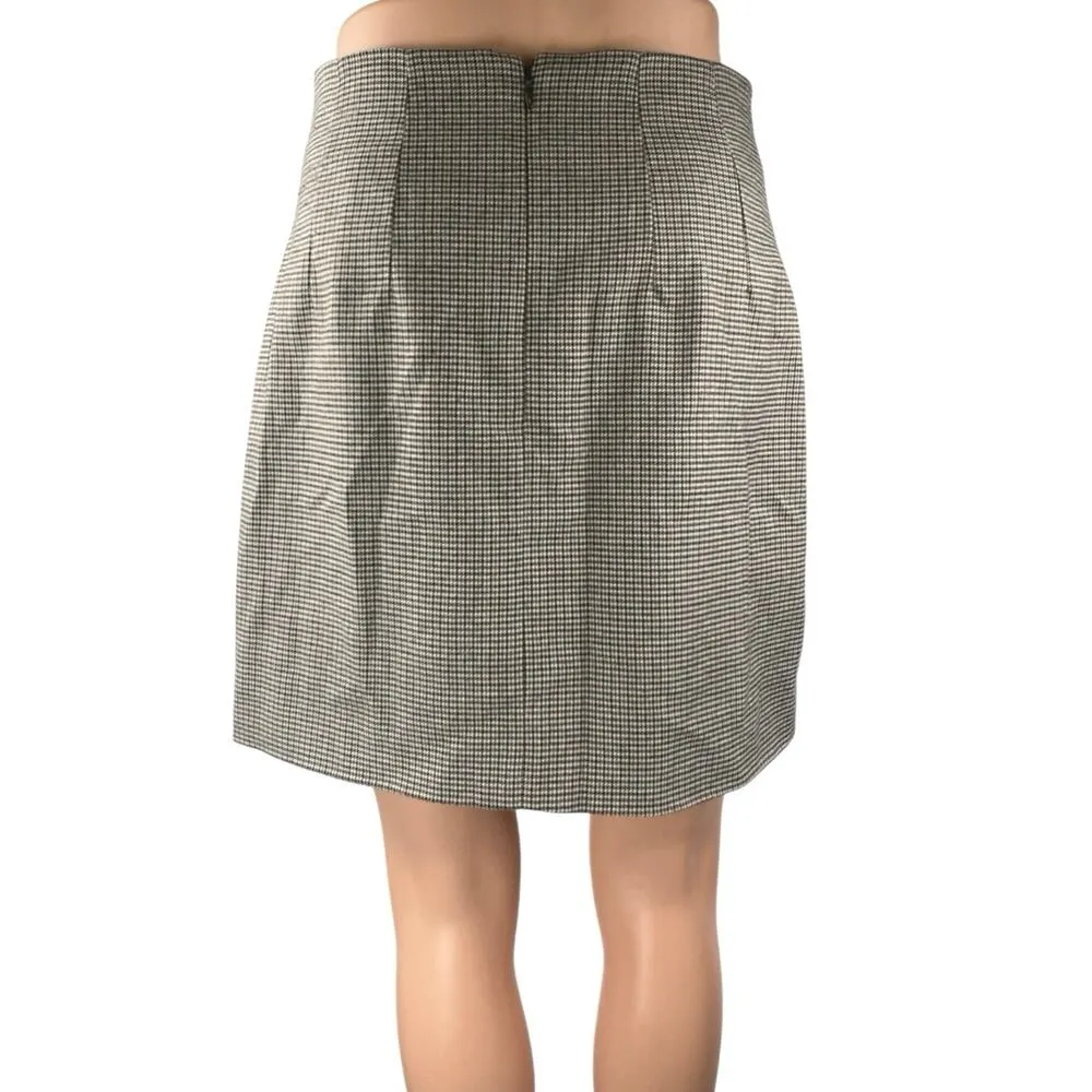 Oak + Fort Brown Houndstooth Plaid Front Slit Zipper Mini A - Image 3