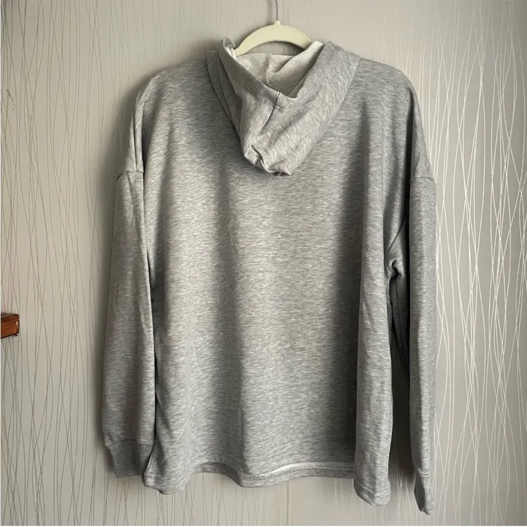 Bebe Sport Women’s 2X Hoodie Sweatshirt Heather Gray Rhinestone Logo Athleisure - Image 5