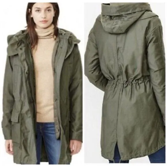 GAP | Anorak Parka Cotton Green Cargo Coat Removable Quilted Jacket | Small - Image 2