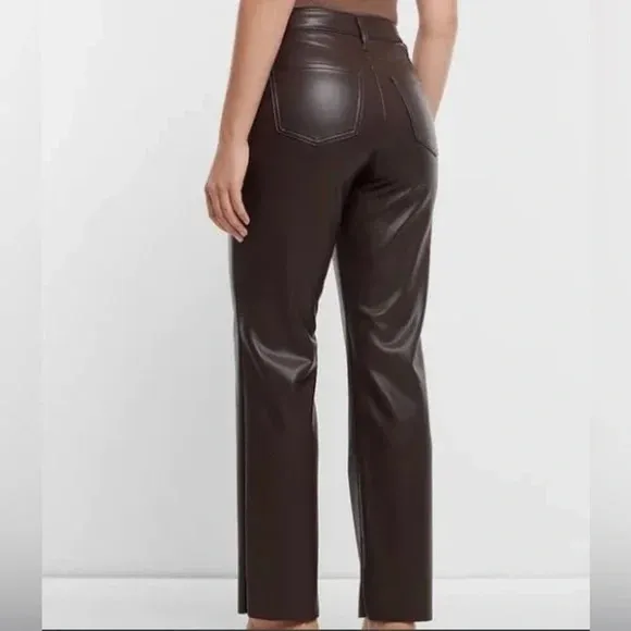 Express Brown Leather Pants - Image 2