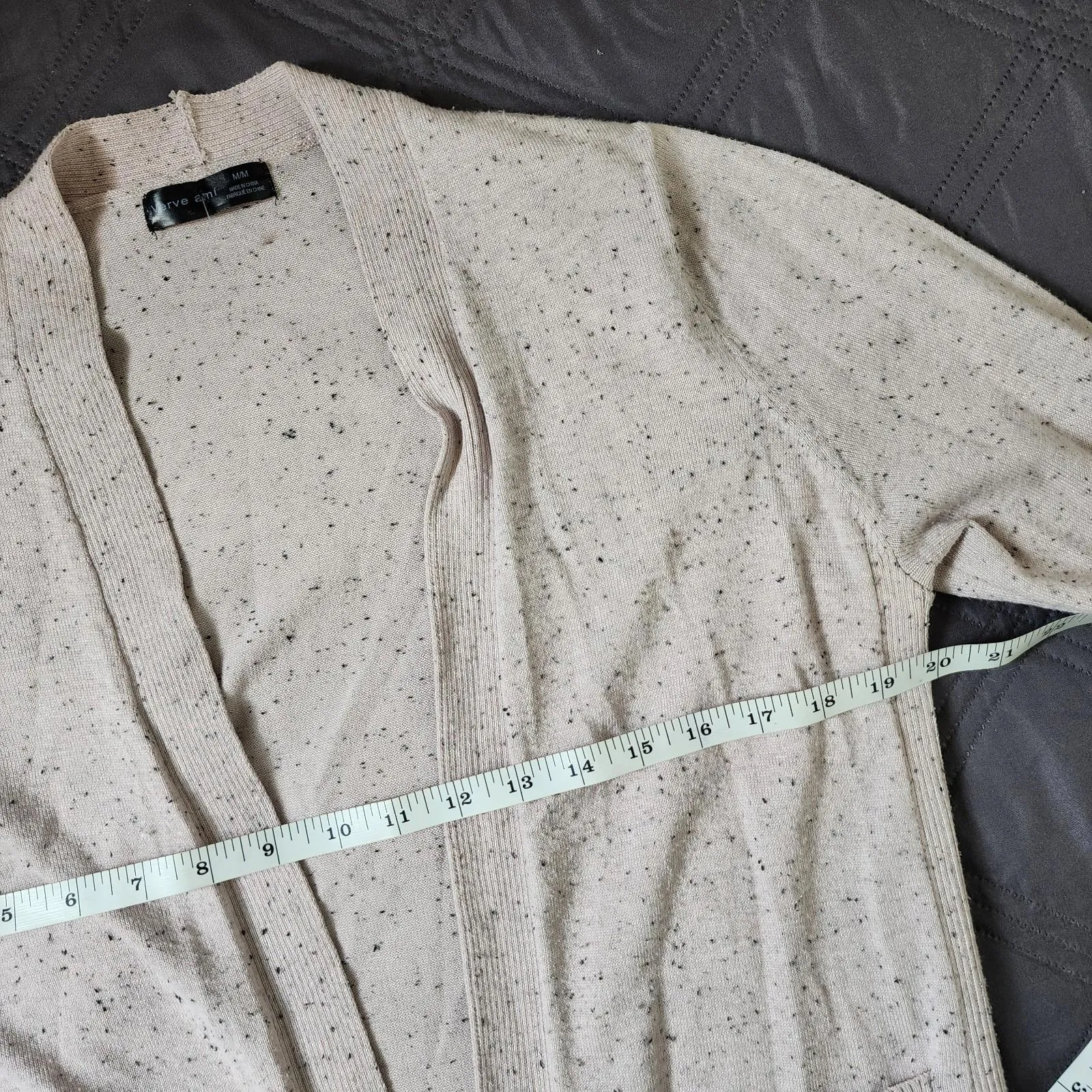 Verve Ami Textured Long Sleeve Ivory Speckled Cardigan Sweater Classic Preppy - Image 5