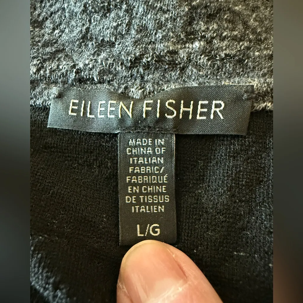 Eileen Fisher Gray Terrazzo Draped Jacket Shrug Open Front Cardigan Asymmetrical - Image 2