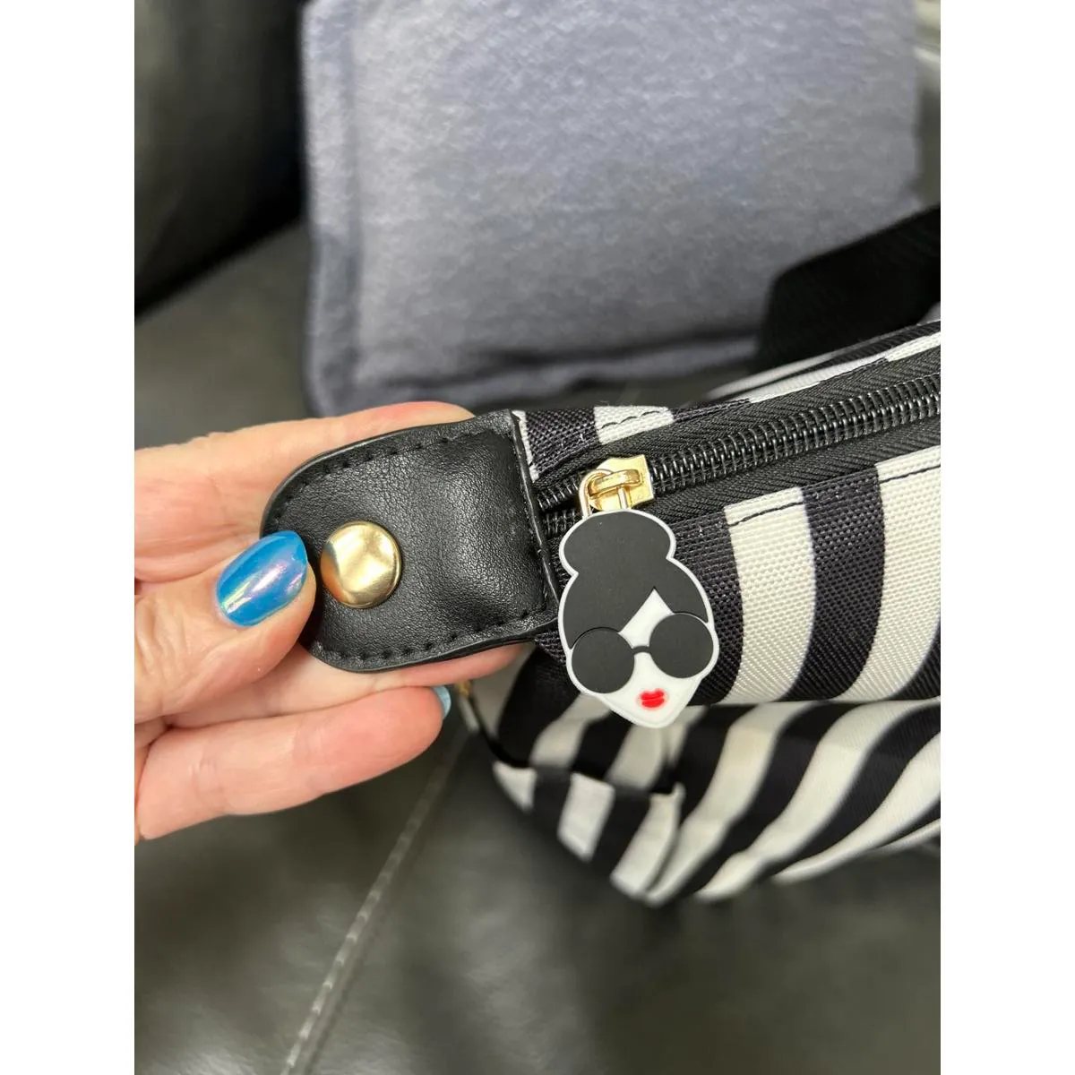 Alice + Olivia Striped Duffel Bag by Stacey Bendet Black - Image 3