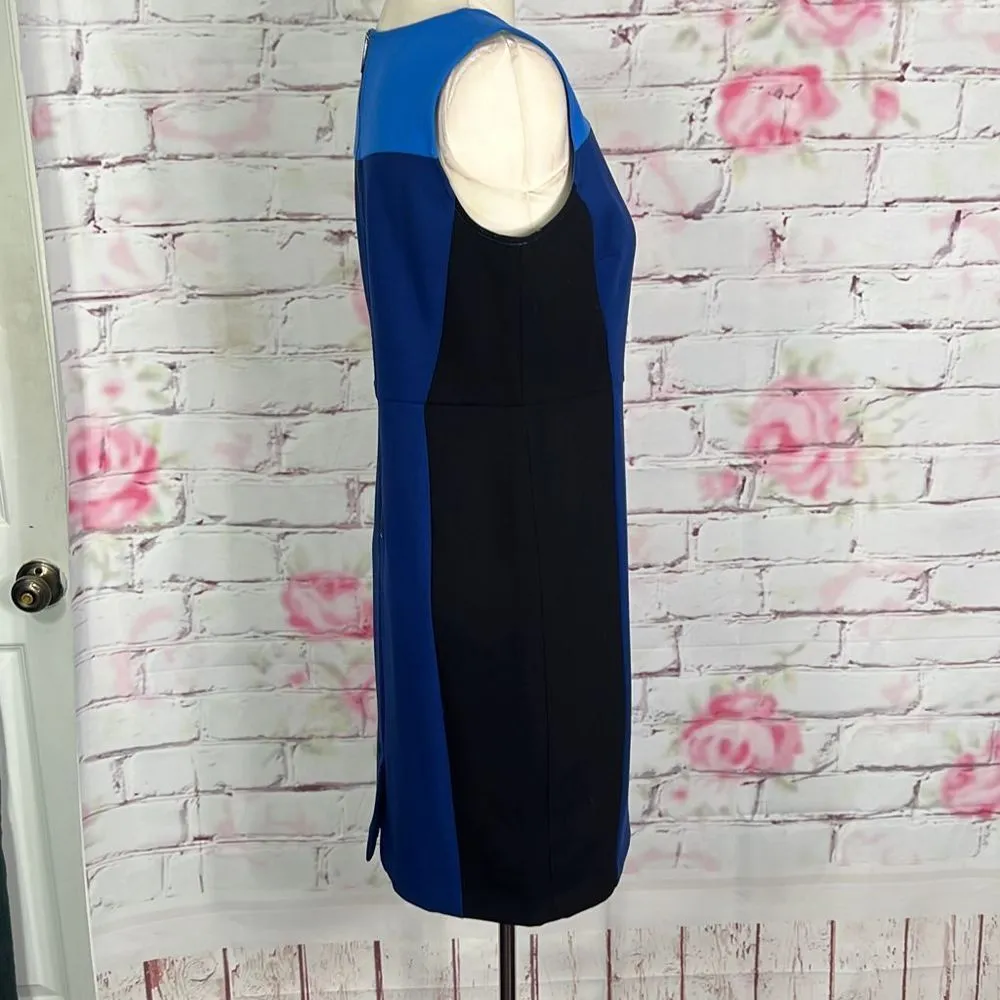 Loft sleeveless blue black color block business professional office work dress s - Image 3