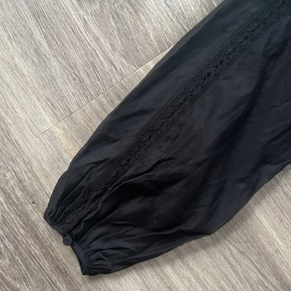 Rebecca Taylor Women’s Black Long Embroidered Mini Dress XS Cocktail Evening - Image 6