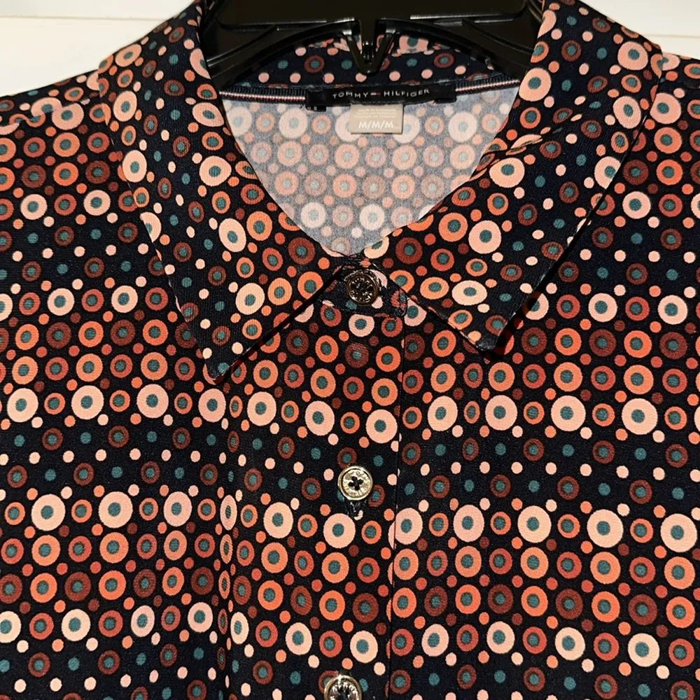 Tommy Hilfiger Geometric-Patterned Button-Up Shirt M - Image 2