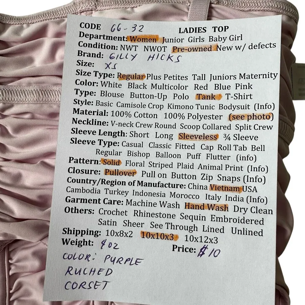 Gilly Hicks Purple Ruched Corset Women Tank Top Size XS | 66-32 - Image 6