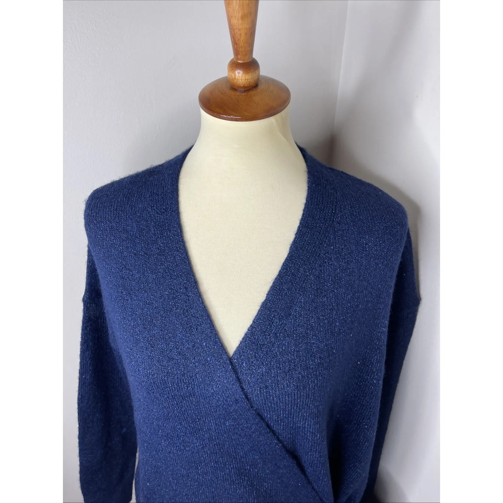 Lilly Pulitzer Dixie Sequin Wrap Sweater Aegean Navy Medium M - Image 7
