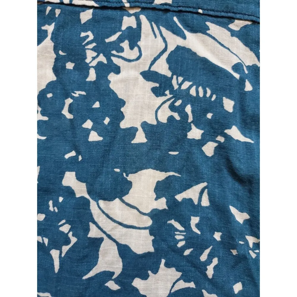 J Crew Blouse Women 8 Cottage Core Floral Ruffled Blue Prairie Hawaii Zip V Neck - Image 4