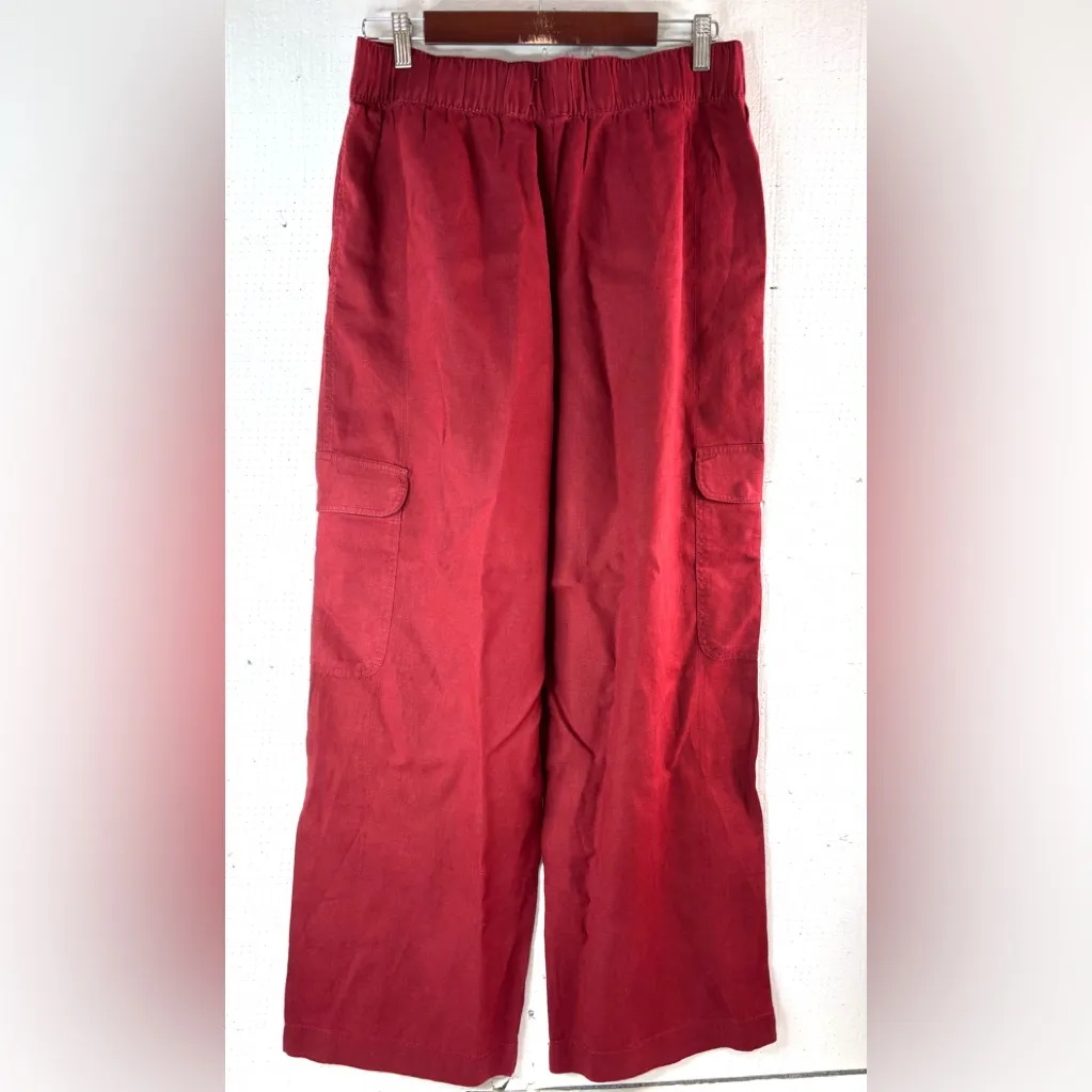 Rachel Zoe L Flax Linen Cargo Red Wide Leg Pants - Image 2