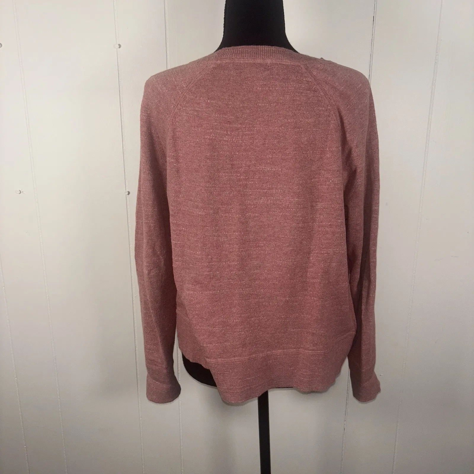 LL BEAN 517143 Mauve Organic Cotton Slub Sweater Raglan Large Petite Pink Size undefined - Image 2