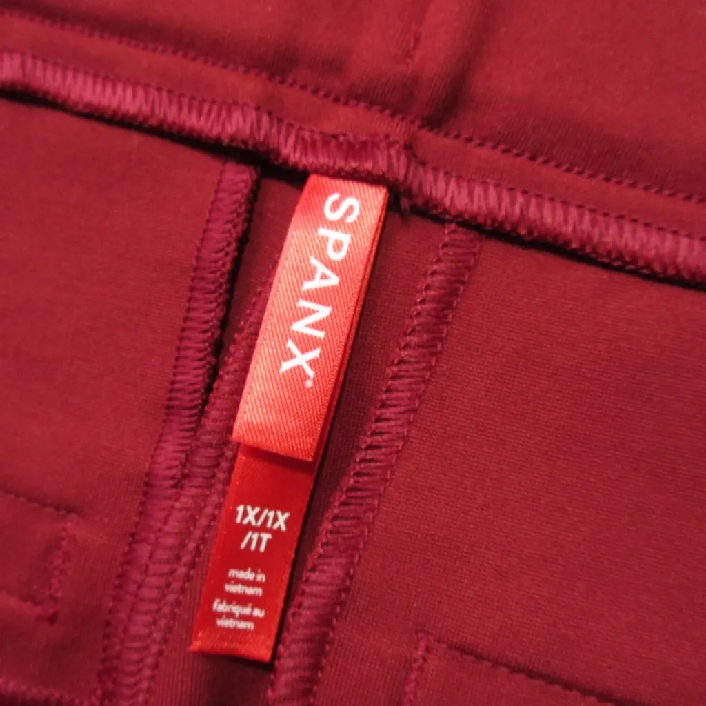 NWT SPANX 20386R The Perfect Kick Flare in Deep Red Knit Ponte Crop Pants 1X - Image 4