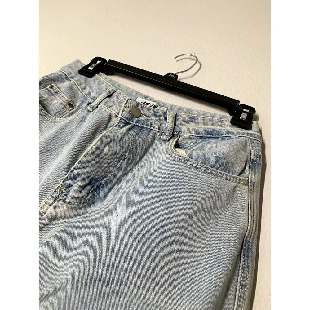 NWT Saint Genies High Rise Straight Leg Light Wash Distressed Jeans Womens Sz 6 - Image 2