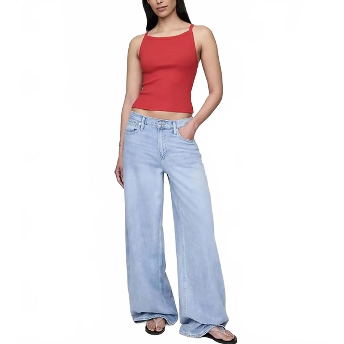 Gap Modern Apron-Neck Crop Tank Top Tomato Sauce Red NWT XL - Image 4