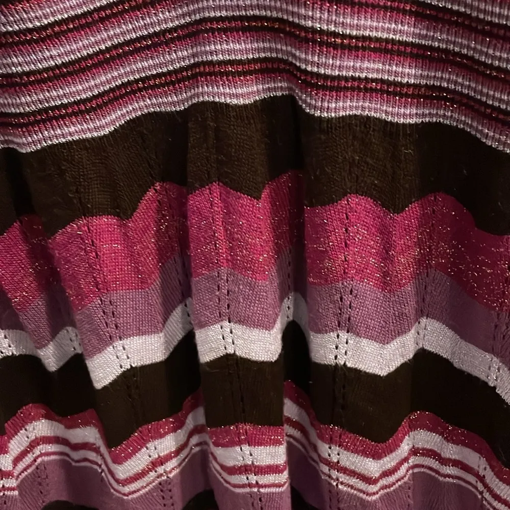 ABSOLUTELY Purple, Brown & Pink Colors Short Sleeve Long Knit Top Size Medium - Image 3