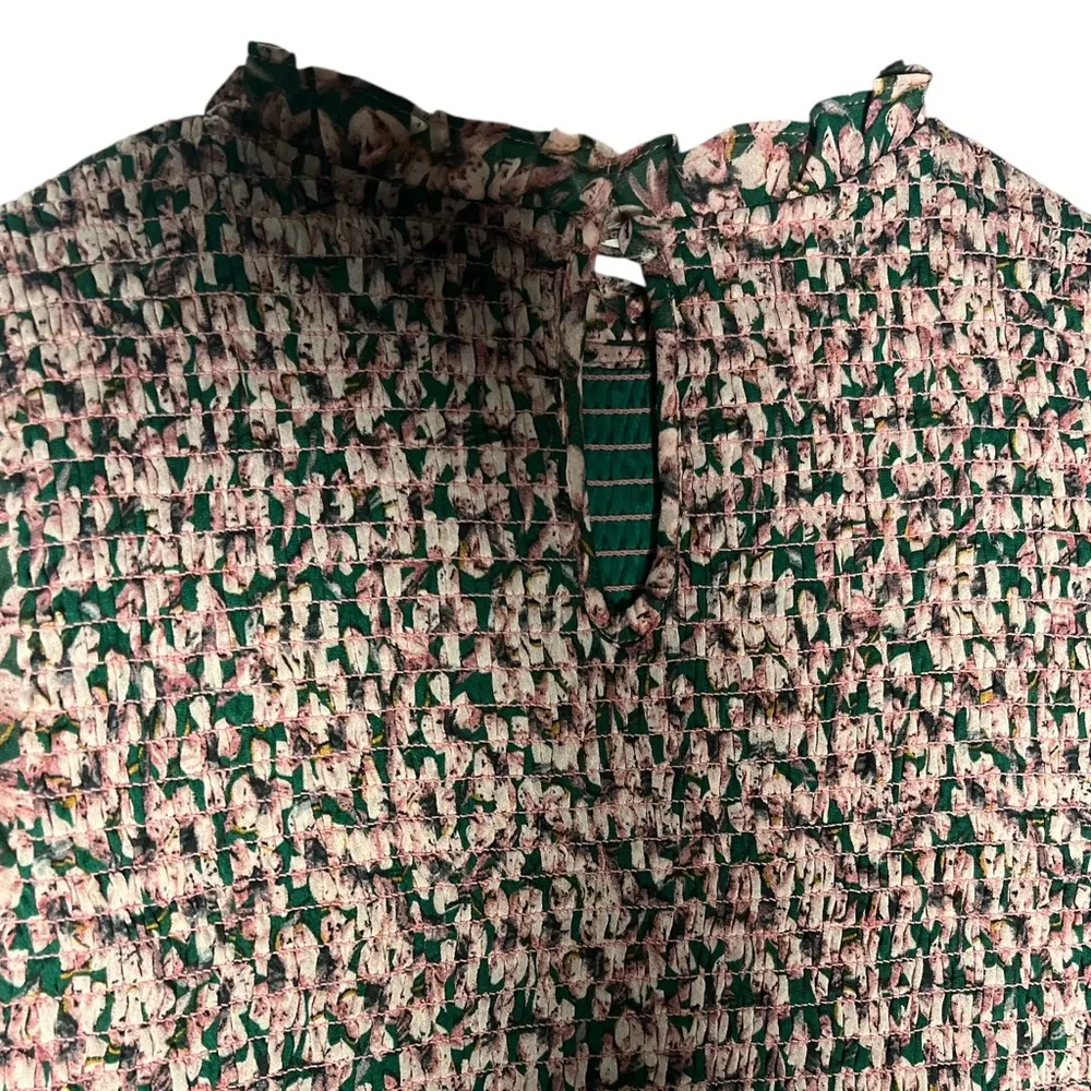 Lulus Floral Forever Green and Pink Floral Print Smocked Skater Dress - Image 6