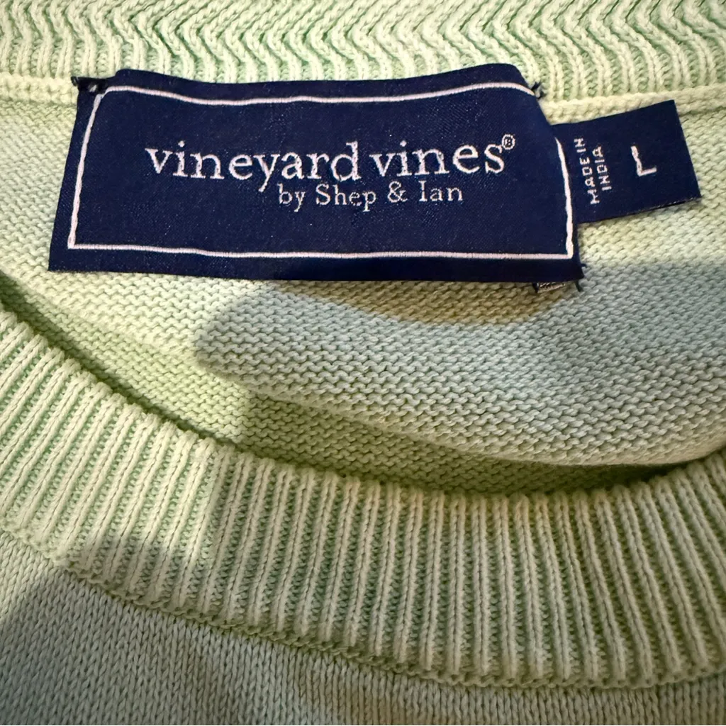 Vineyard Vines Garment-Dyed Cotton Long Sleeve Crewneck Sweater in Mint‎ Green L - Image 5
