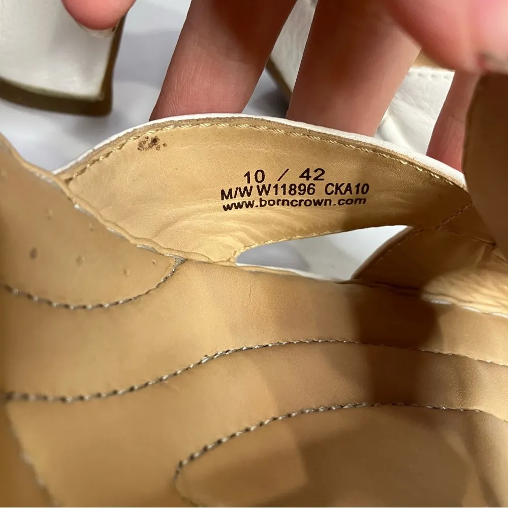 Born crown white leather heeled‎ sandals women’s size 10 summer dressy casual - Image 7