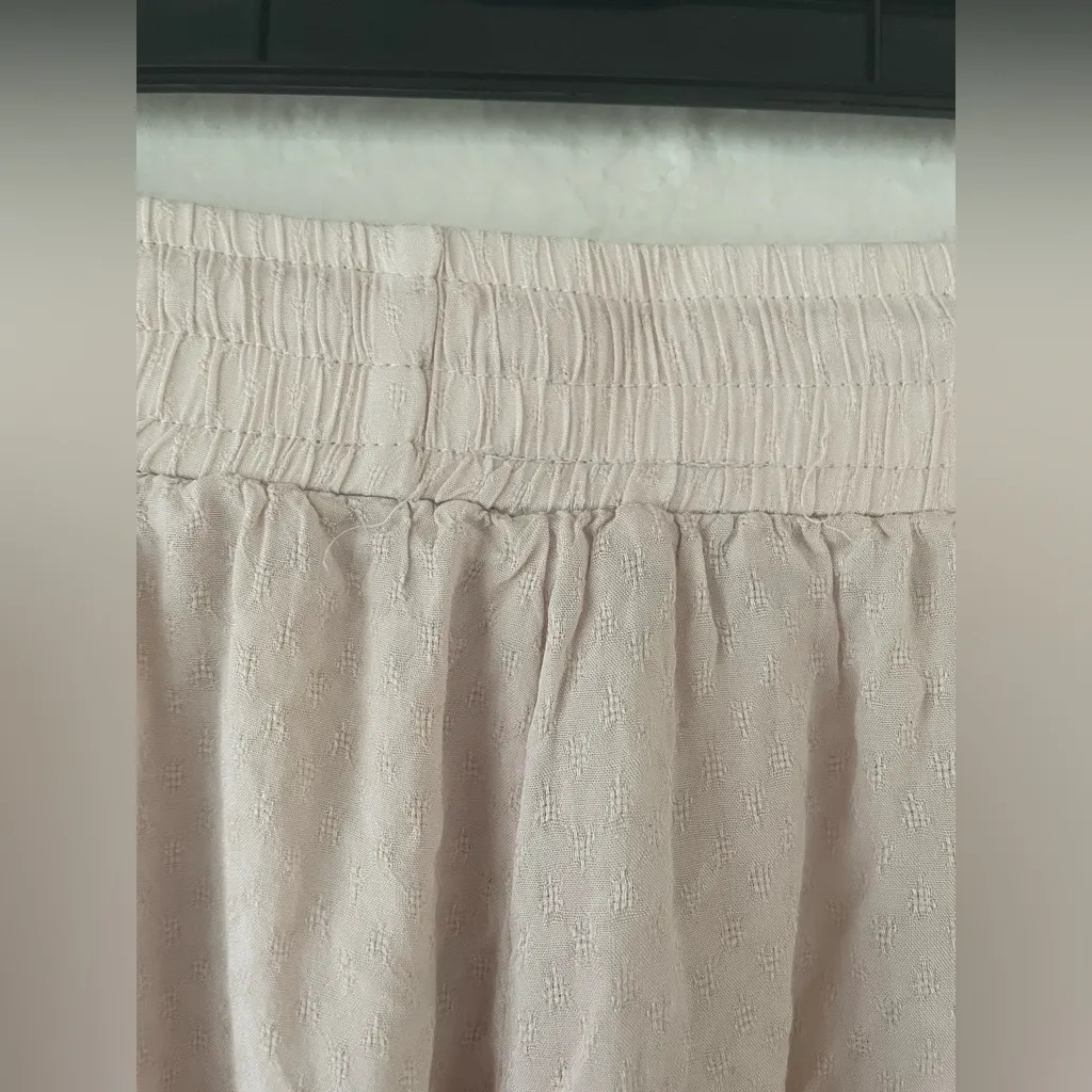 Lulus cream / tan lined cream wide leg 100% linen pants, drawstring waist; M - Image 5