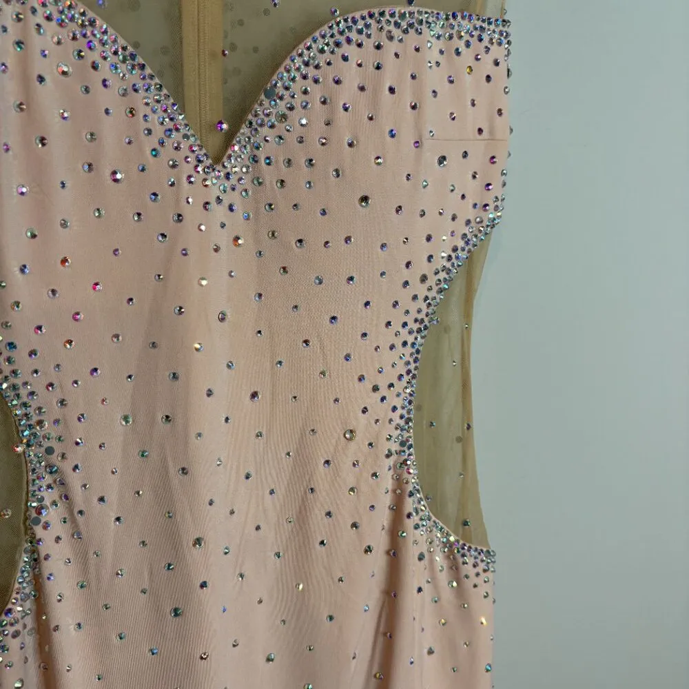 Jovani Prom 31073 Blush Pink Rhinestone Illusion dress - Image 3