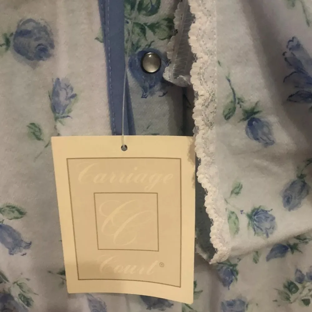 Carriage Court Nightgown Housecoat Vintage NWT Blue Rose Lace Size Large Sears - Image 5