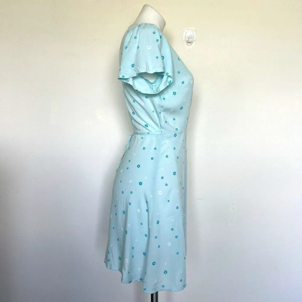 Abound wrap mini dress XSMALL Blue short Sleeve - Image 4