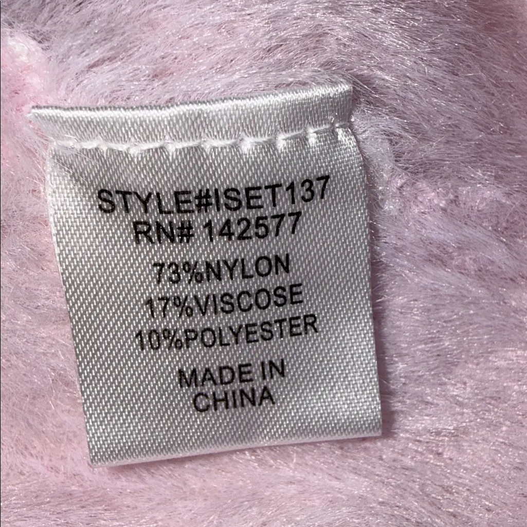 Pink and White Houndstooth Fuzzy Knit Set - Image 7