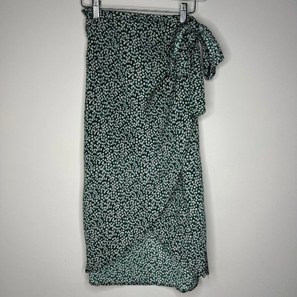 Princess Polly Green Hazy Floral Midi Wrap Skirt - Size 10 - Image 3