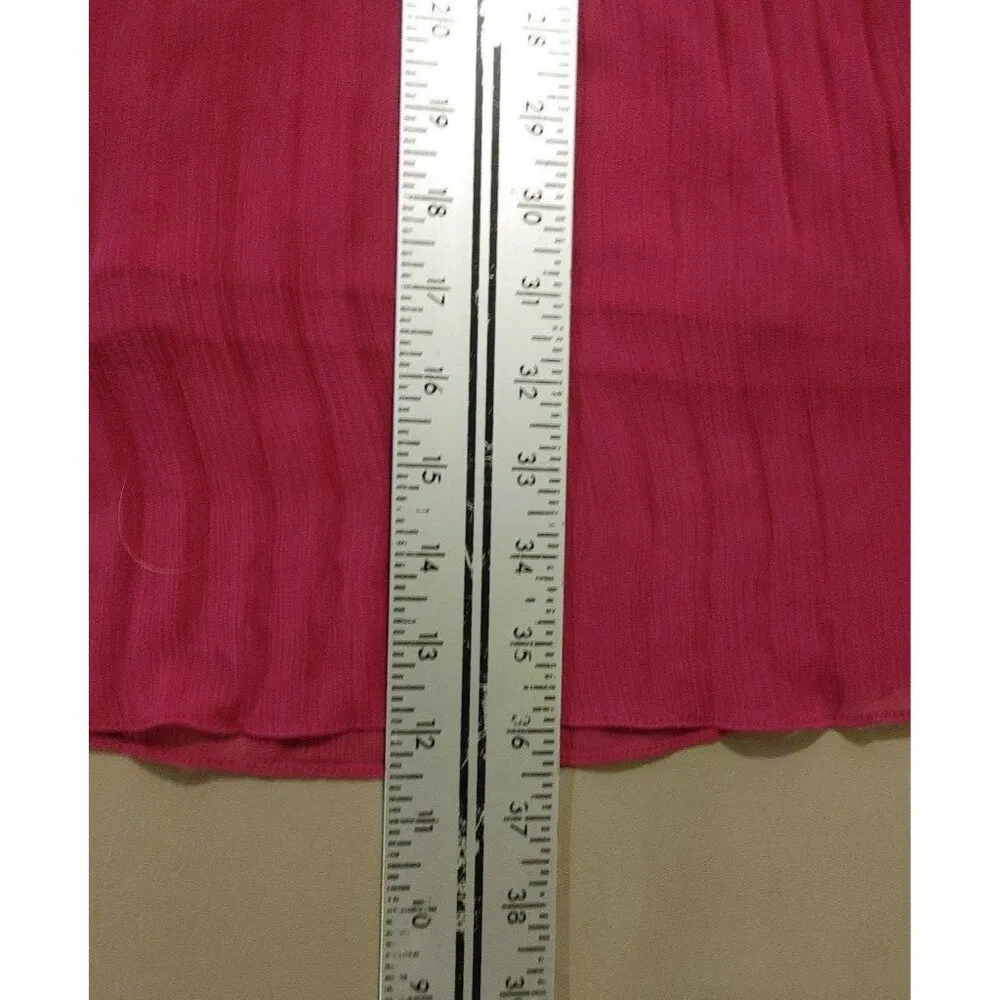 DKNY Solid Fuchsia Size 10 Tie Neck Pleated Dress - Image 11