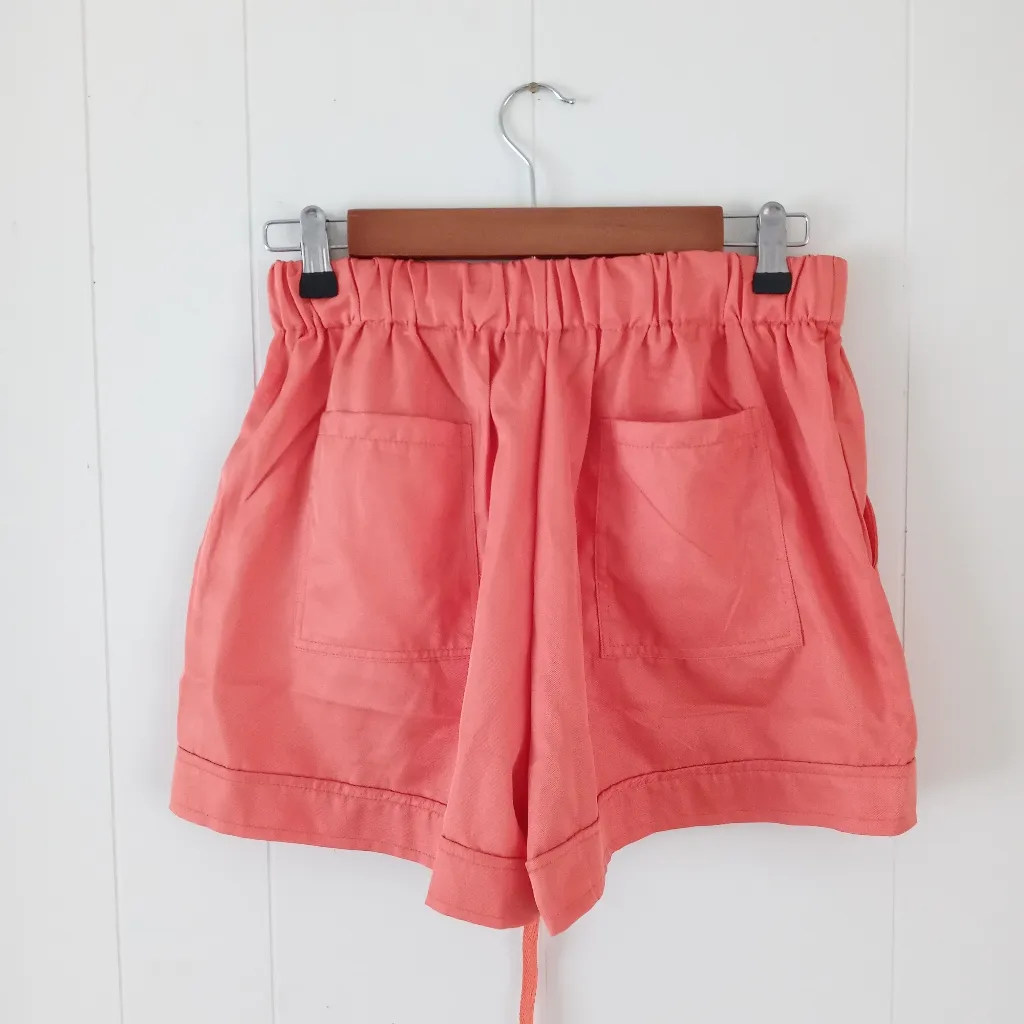 Coeur De Vague Women's Drawstring Pocket Short Size Large Orange - Image 8