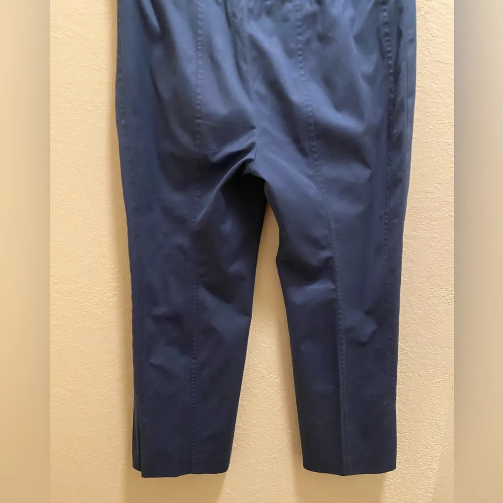 Akris Punto Blue Cropped Pleated Hem Pants Size 6 - Image 8