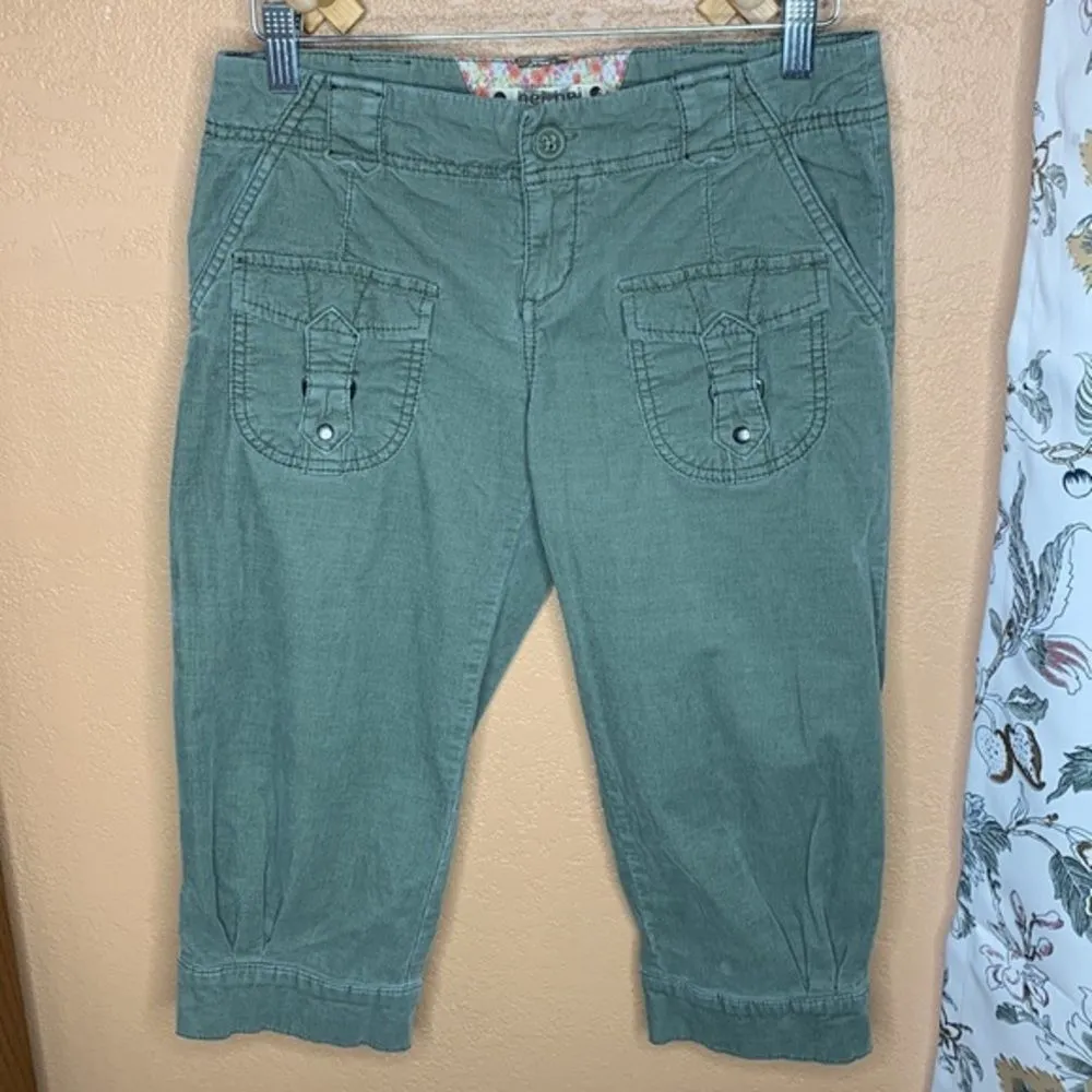 Anthropologie Hei Hei Army Green Corduroy Crop Pants Size 2 - Image 2