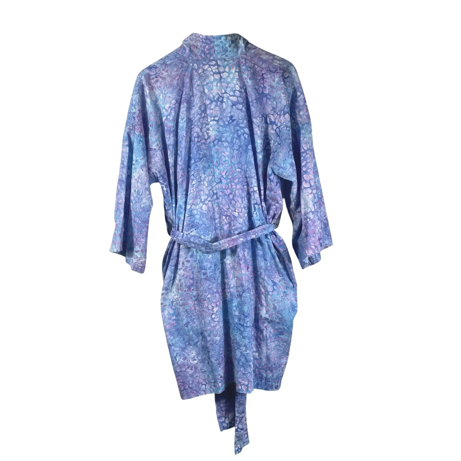 NOVICA‎ Women's Artisan S/M Batik Blue Purple Abstract Robe 100% Cotton Kimono Size M - Image 12