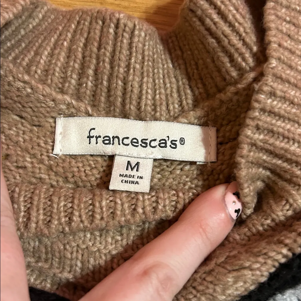 Francesca's Collections Multicolor Wave Sweater Brown Size M - Image 2