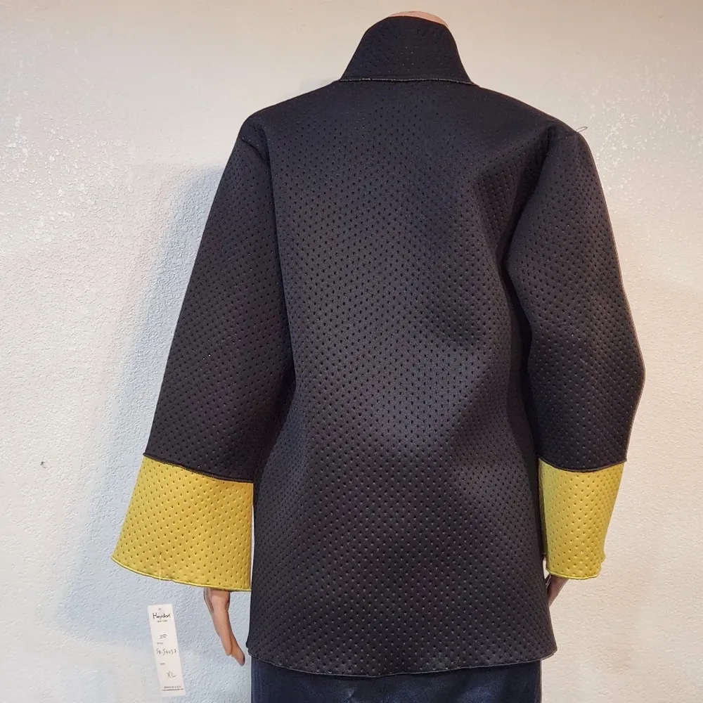 Heydari Yellow Black Short Casual Scuba Jacket Size XL - Image 5