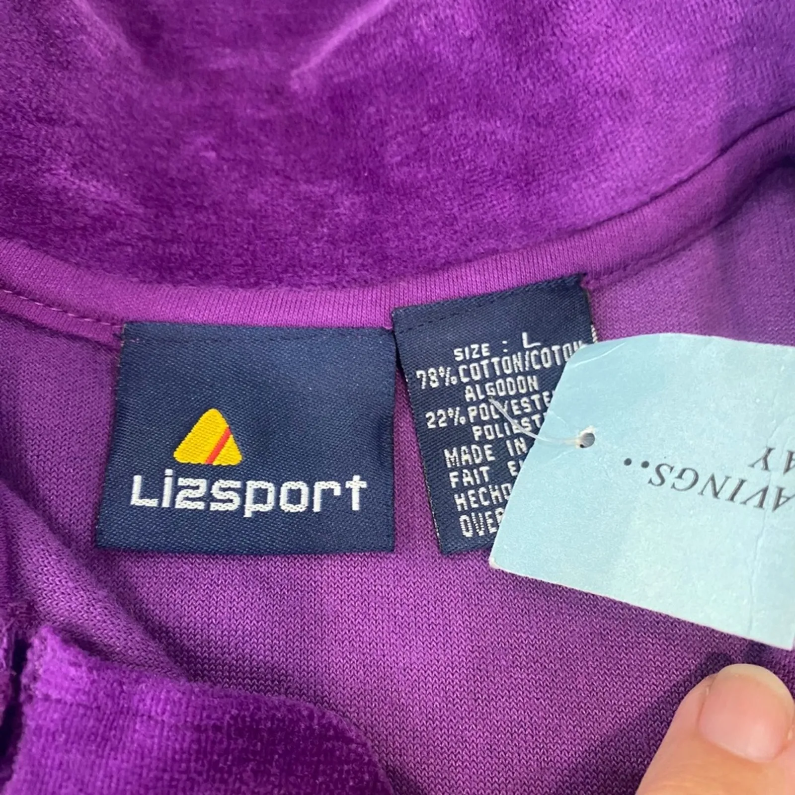 VINTAGE 90’s Lizsport Purple velvet velour pullover Top NEW Size LARGE - Image 5