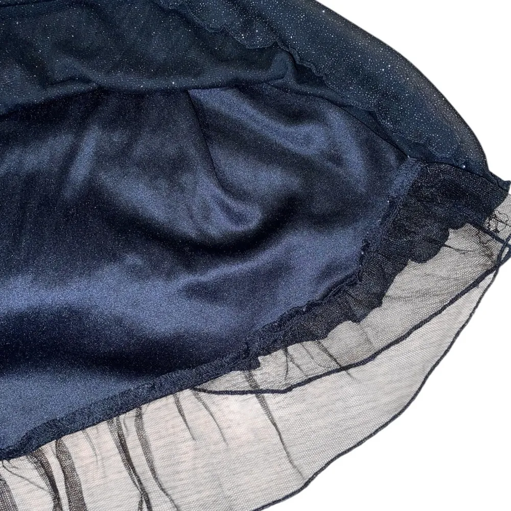 Y2K black tube top sparkly mini dress with ribbon detail Size M - Image 3