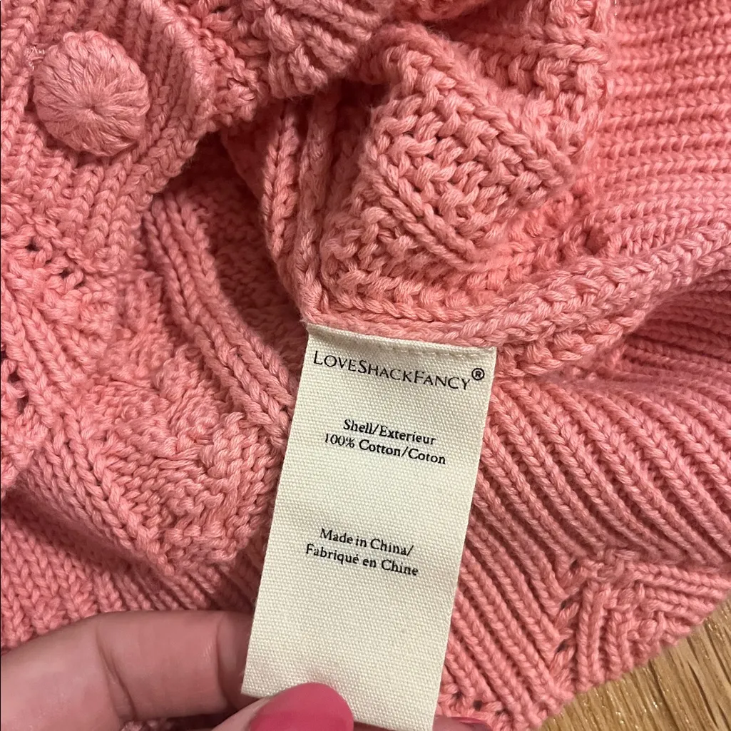 LoveShackFancy Anselma Cardigan in Powder Blush Sz L - Image 4
