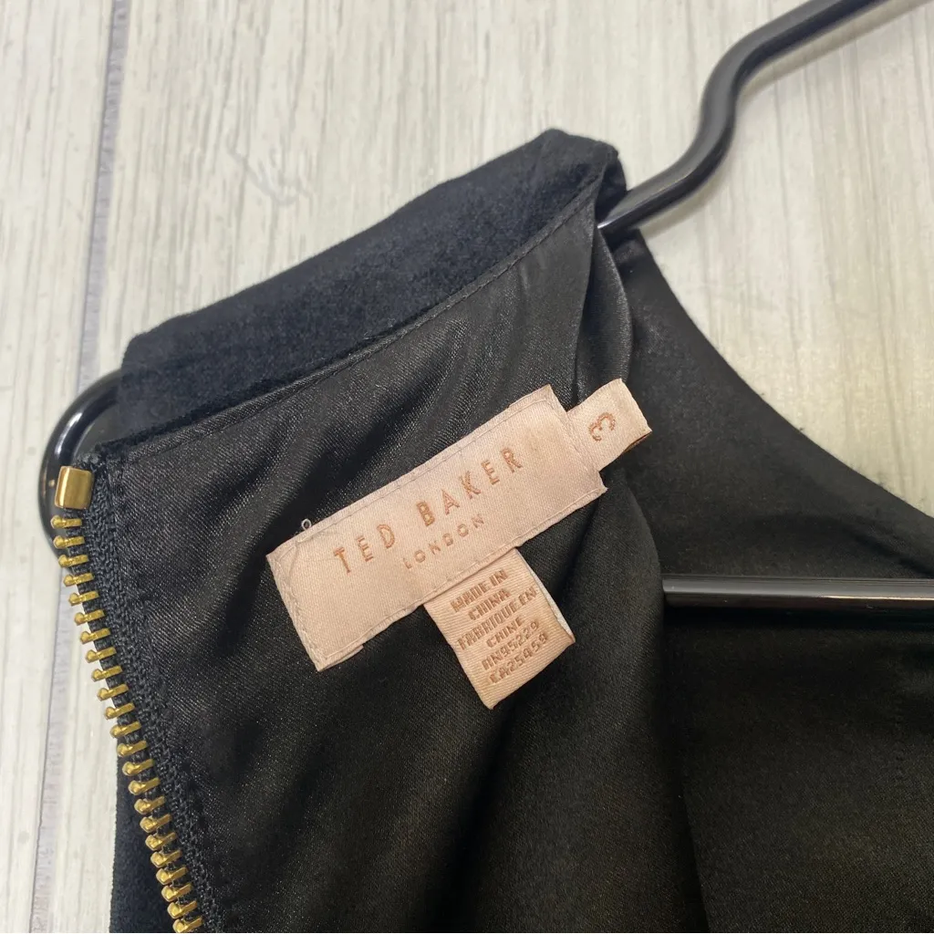 Ted Baker Celeena Embellished Queen Bee Velvet Skater Dress Ruffle size 3 (US 8) - Image 10