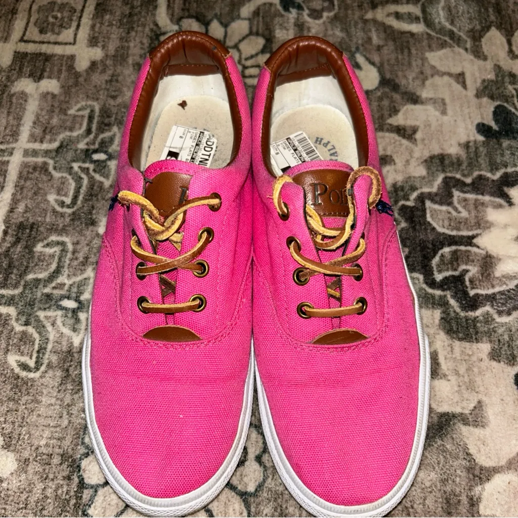 Polo by Ralph Lauren Pink Sneakers w/ blue pony embroidered - Image 2