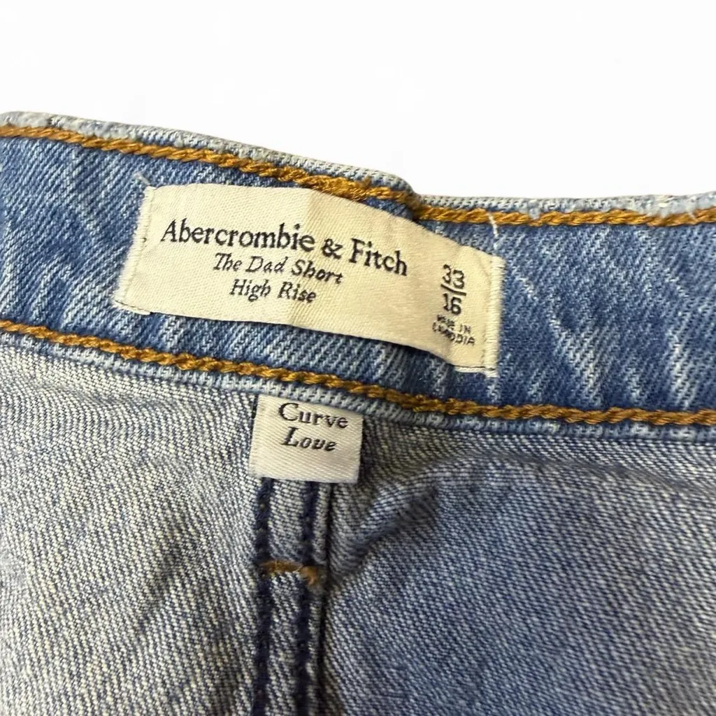 Abercrombie & Fitch The Dad Jean Shorts High Rise 33/16 Distressed Curve Denim - Image 6