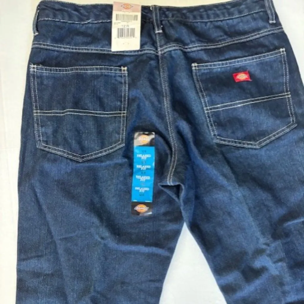 Dickies Flannel Lined Relaxed Fit Jeans 12R Dark Wash Cuff Warm Utility Campus - Image 7